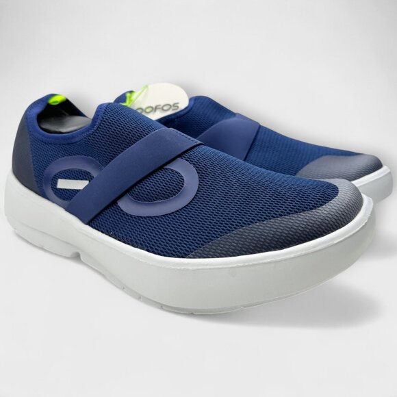 OOFOS Other - OOFOS OOmg Mesh Low Men’s Trainer Navy/White Slip‑On Comfort Recovery Size 11.5